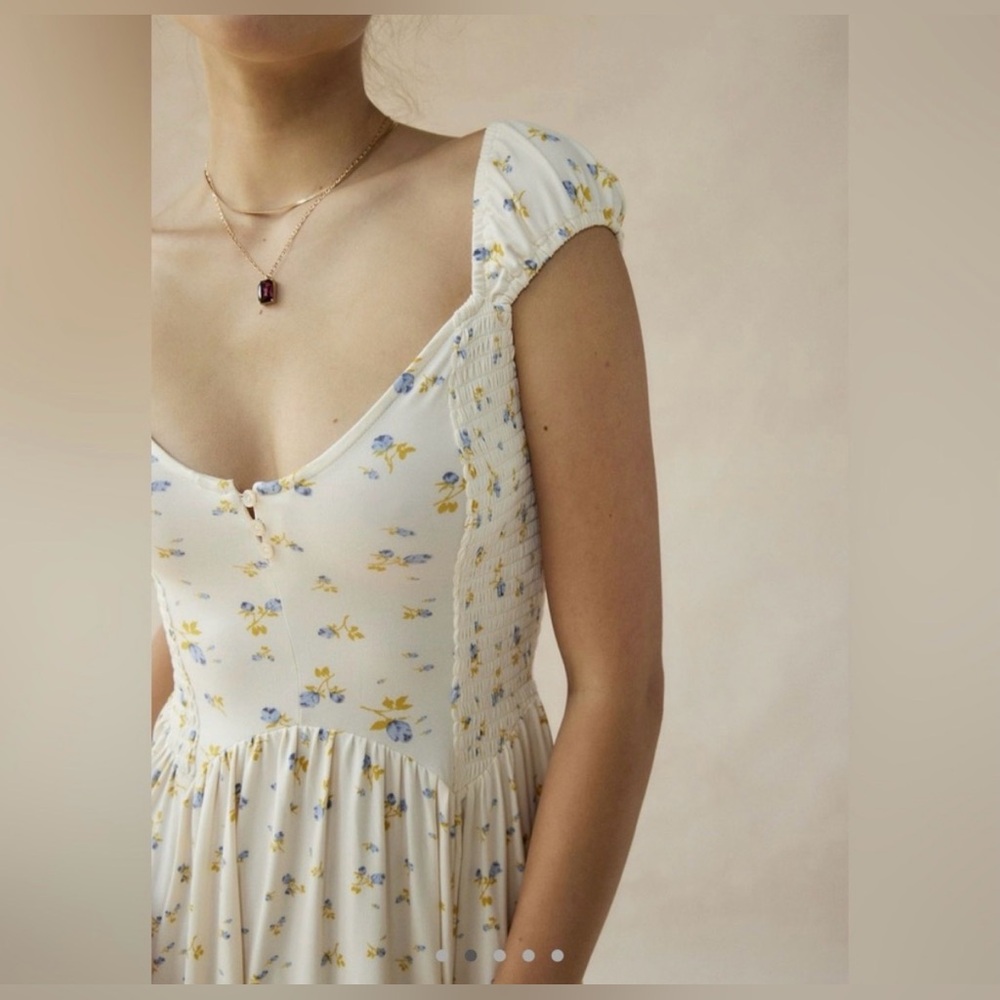 Urban Outfitters Elenor Midi Dress with Yellow & Blue Floral Print size Small - Picture 7 of 16